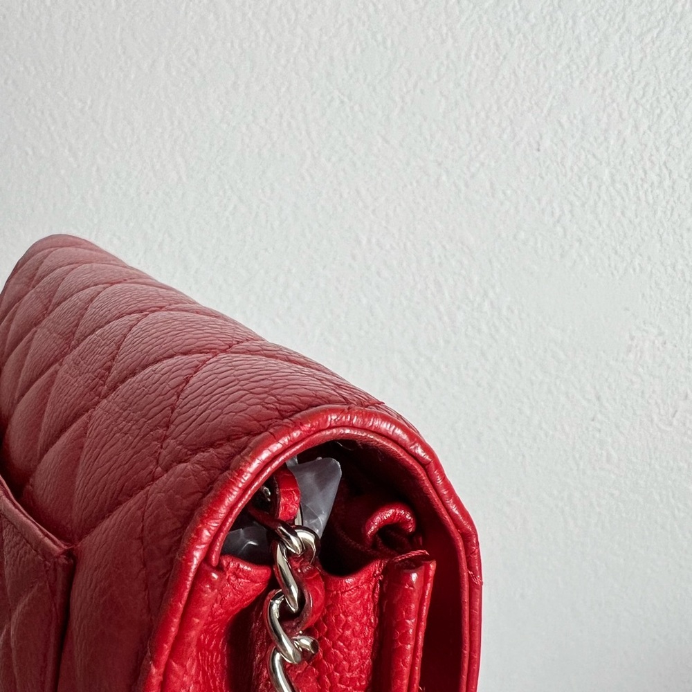 CHANEL Caviar Red Wallet On Chain Authentic Preloved With Card - Picture 6 of 16
